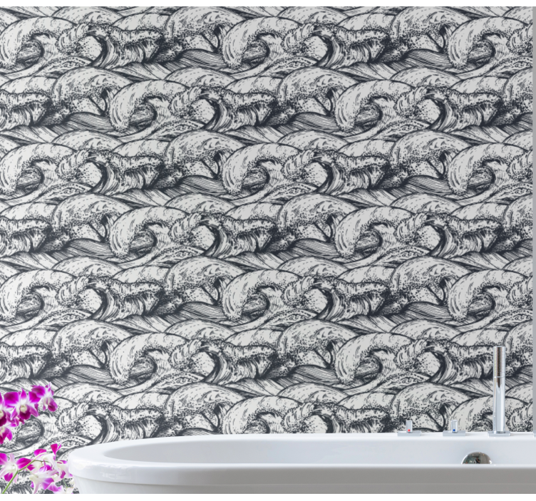 Papel tapiz naturaleza patrón de olas del océano - TenVinilo