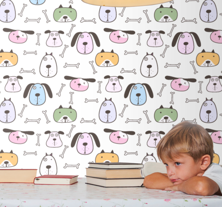 Papel tapiz perros amigos caninos de dibujos animados - TenVinilo