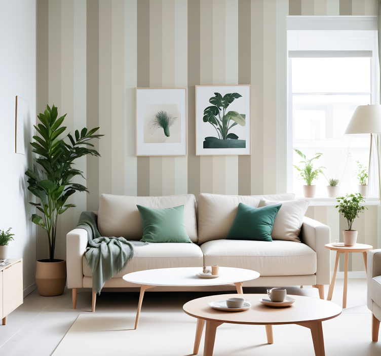 Papel tapiz rayas verticales tonos beige - TenVinilo