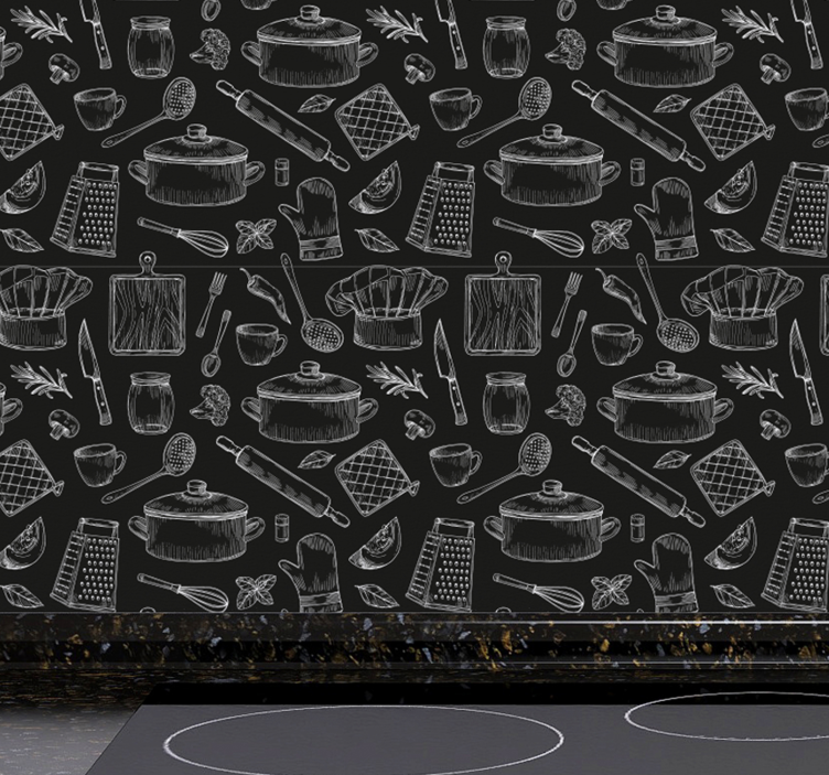 Papel pintado cocina cubiertos elegantes - TenVinilo